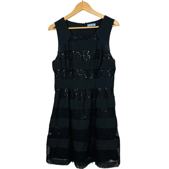 Cynthia x Cynthia Rowley Sleeveless Sequin Sheath Dress Stripe Black - 12 - Picture 1 of 4